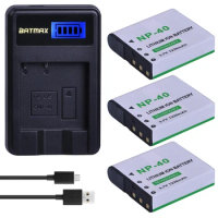 3Pcs NP-40 NP40 Camera Battery + LCD USB Charger for Casio EX-Z400 FC100 FC150 FC160S P505 P600 P700 Z300 Z600 EX