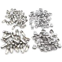 Fashion 1.5 2.0 2.4 3.0 mm Stainless Steel Ball Chain Connector Clasps End Beads Crimp For DIY Jewelry Making Finding Supplies