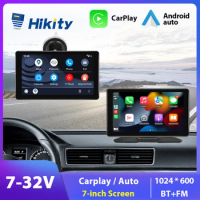 Hikity 7"Car Mirror Video Player Wireless Carplay And Android Auto GPS Navigation Video Recorder Dashboard Camera MP5 Player