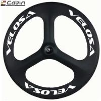 Velosa 70mm depth carbon Tri spoke wheel for 700C clincher road / track bike bicycle wheel 3 spokes carbon wheel