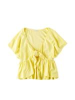เสื้อเบลาส์ 2513 Stripe Tie Front Top รุ่น 2351 Wmns Fashion Tops สี700 Yellow