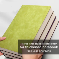 (Free Logo Engraving) A4 Thick Soft Leather Notebook, Horizontal Line/Blank/Cornell Three Inner Pages, Student Subject Notebooks