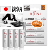 日本富士通 Fujitsu 低自放電3號1900mAh鎳氫充電電池 HR-3UTC (3號4入)送電池盒