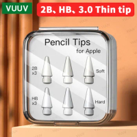 Pencil Tip For Apple Pencil Nib 3/6 Pcs Double Layer 2B HB Thin Soft Hard Replacements Tip For Apple Pencil 1st 2nd Generation