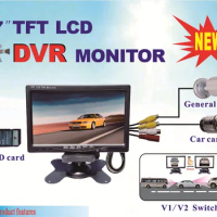 2 Channel 7inch TFT LCD DVR monitor record in SD card support 32GB SD card