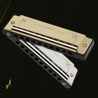 1set Harmonica With Box 10 Holes Key Of C Blues Harmonica Mouth Organ 10.5x3x2cm Beginners Educational Toys Gifts Colorful Optio