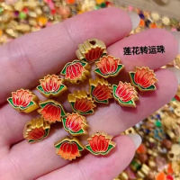 24k pure gold charms 999 real gold lotus charms gold spacers
