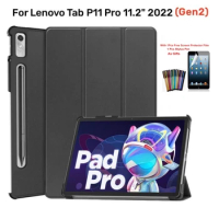 For Lenovo Xiaoxin Pad Pro 2022 Case 11.2 inch Tab P11 Pro Gen2 TB132FU TB138FC Magnetic PU Leather Stand Tablet Cover+Film+Pen