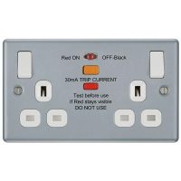 英國 BG-British General Metal Clad 金屬 (銀灰) MC522RCD IP20 13A 漏電保護開關插座 2G