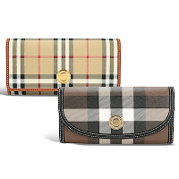 BURBERRY Vintage [官網$24,500] 格紋塗層/牛皮長夾-2色可選