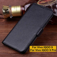 For Vivo IQOO 9 Pro Case cover Luxury Genuine Leather flip Back Cover For Vivo IQOO9 case back shell 9pro