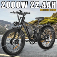 E-bike 2000W Dual Motor 48V22.4Ah 26*4 inch Fat Tire Mountain Snow Electric Bike Full Suspension Off-road City Electric Bicycle