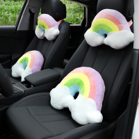汽車頭枕護頸枕 毛絨印花車用頸枕靠枕 可愛汽車內飾用品