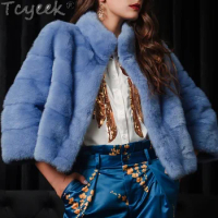 Winter Fur Jackets for Women Clothes Mink Fur Coat Women Clothing Elegant Short Mink Fur Jacket Fashion Korean Blue Coat Zm