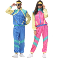 3Pcs/Set Halloween Carnival Party Adult 60s 70s Hippie Couples Cosplay Costume Music Festival Retro Disco Fancy Dress