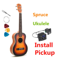Ukulele 26 Inches Tenor Mini Electric Acoustic Guitar Picea Asperata Mahogany Gradient Sunset Color 4 Strings Ukelele Guitarra