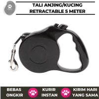 PROMO AKHIR BULAN Tali Anjing | Tali Tuntun Anjing | Tali Kucing | Retractable 5 Meter - Hitam, 3M