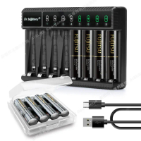 【日本富士通Fujitsu】低自放電3號2450mAh充電電池組3號16入+Dr.b@ttery八槽USB電池充電器+送電池盒*4