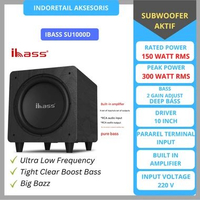 iBASS SUBWOOFER ACTIVE 10 INCH 150 WATTS RMS PEAK 300 WATTS LINE OUT IN DEEP BASS BAZOOKA BAZOKA EMP