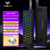 คีย์บอร์ดสวิตช์แม่เหล็ก AULA60HE แบบสามโหมด ทริกเกอร์เร็ว 8K คืนค่า สำหรับเกมเมอร์ Esports ปรับแต่งค