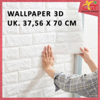 GGT Wallpaper Dinding Foam 3D Motif Batu Bata Polos Brick Sticker