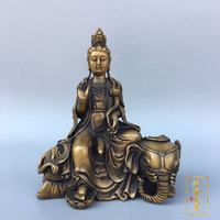 古玩熱賣仿古銅器復古做舊工藝品文殊菩薩佛像佛堂道具老銅器擺件