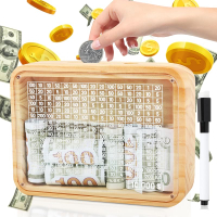 Money Saving Piggy Bank for Adults Kids 10k Wooden Savings for Boys and Girls Reusable Cash Vault Sa