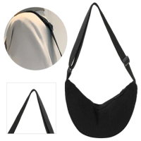 Dumpling Bag Daily Shoulder Bag Adjustable Strap Corduroy Fashion Shoulder Bag Solid Color Ladies Sling Bag Casual Shopping Bag