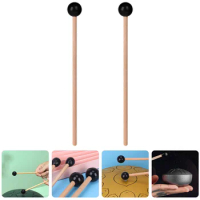 2 Pcs Ethereal Drum Sticks Wood Mallet Musical Instrument Mallets Rubber Hammer Steel Tongue Percussion
