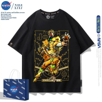 เสื้อยืดแขนสั้น NASA JOJO's Bizarre Adventure Collaboration สำหรับผู้ชาย คอลเลคชั่นฤดูร้อน ทรงหลวม เ