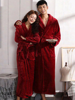 情侶睡袍女秋冬季長款加厚珊瑚絨紅色新娘結婚禮晨袍男士浴袍睡衣 全館免運