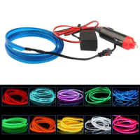 100pcs 2M EL-Wire Flexible Led Neon Strip Cold Light Strip Rope Tape 12V Car Interior Decor Fluorescent