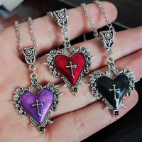 Kalung Hati Duri, Gaya Gothic Retro, Perak Purba, Barang Kemas Eropah dan Amerika Jewelry Necklaces