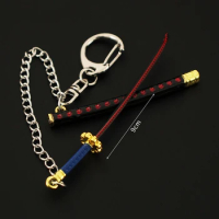 Mini Sword Keychain One Piece 9cm Roronoa Zoro Samurai Anime Scabbard Katana Buckle Key Chain for men women Cosplay Toy Gift