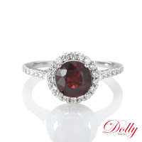 【DOLLY】1克拉 18K金天然艷紅尖晶石鑽石戒指(002)