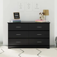 Brookside 6 Drawer Double Dresser (Black) – GREENGUARD Gold Certified, For Nursery, Kids Organizer, Chest of Drawers