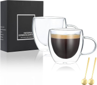 Espresso Cups Set Of 4Double Wall 5OZ Hand Blown Espresso Shots GlassEspresso Coffee Mugs In GiftPer