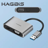 HAGiBiS鋁合金USB3.0轉HDMI+VGA+USB2.0三合一轉接器