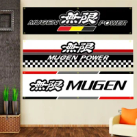 JohninBanner 60*240 Mugen Power Racing Car Polyester Printed Flag Garage or Outdoor For Decoration