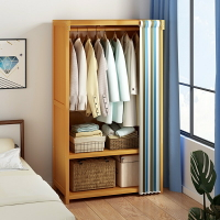 布簾衣櫃家用臥室簡易組裝無門出租房用實木收納防鳥衣櫥結實耐用簡約時尚衣櫃
