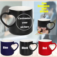Mug DIY Custom Hot Water Discoloration Heart-shaped Handle Ceramic Cup Print Picture Image Text Logo Personalized Gift