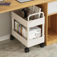 Movable Bookshelf Cart Book Cart Movable Storage Bookcase with Wheels Multi-Functional Movable Storage Book Shelves for Bedroom