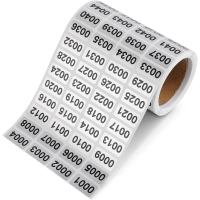 Numbers Stickers 0001 to 2000 Consecutive Number Label Stickers Waterproof Inventory Number Stickers