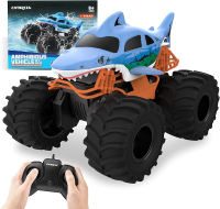 Shark RC Monster Truck for Kids 1:16 Scale 4WD Shark Monster Car Toys 2.4GHz All Terrain Amphibious