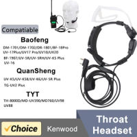 Throat Microphone Mic Quansheng UVK5 UVK58 PTT Earpiece Headset for Baofeng Radio UV-5R DM-1701 Walkie Talkie Throat HeadphoneS
