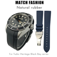 Rubber Watchband 22mm 20mm High Quality Silicone Watch Strap for Tudor Heritage Black Bay 1958 Pelagos Black Waterproof Bracelet