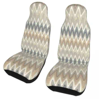Zigzag Car Seat Cover Bohemian Geometric Automobiles Seat Covers for Cars Trucks SUV or Van Auto Protector Accessories 2 PCS