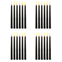 Pack Of 24 Black LED Birthday Candles,Yellow Flameless Flickering Battery Operated LED Halloween Candles