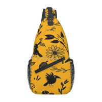 Crows And Foliage Chest Bag Personalized Portable Out Cross chest bag Customizable