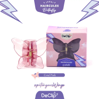 DeClip Jedai Butterfly Haircules Jepit Kupu Gigi 4 Ukuran 4,5cm Warna Coral Pink Clips Hairpin Klip